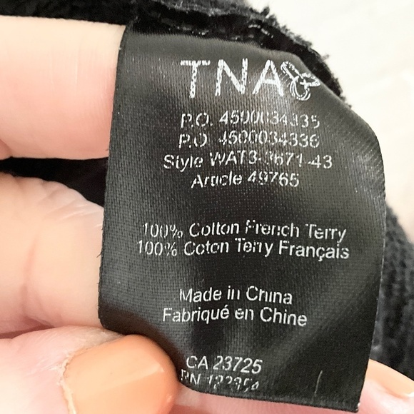 Aritzia TNA Hoodie Perfecto Cotton French Terry Black Silver Zip Pockets Women M - Picture 3 of 14